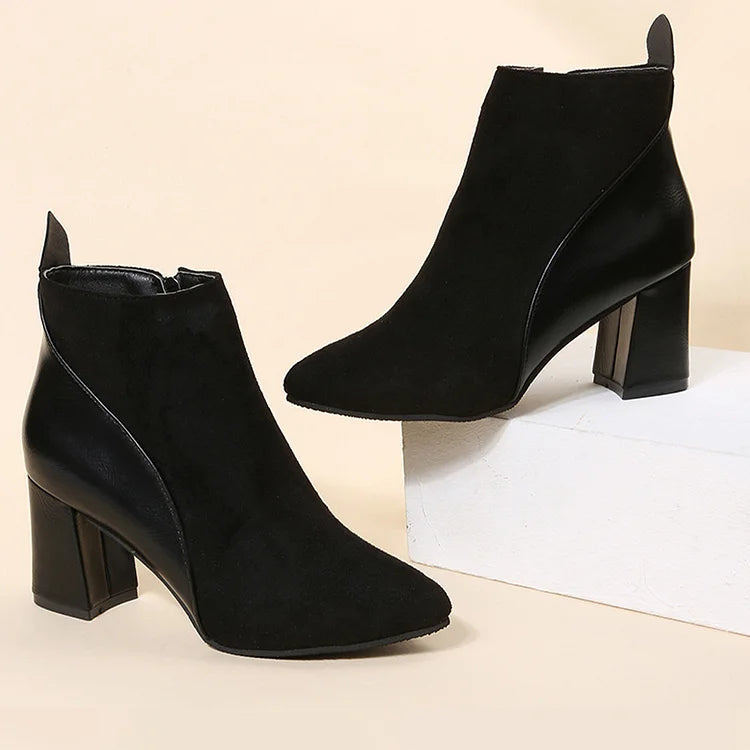 Botines patchwork chunky en punta con cremallera