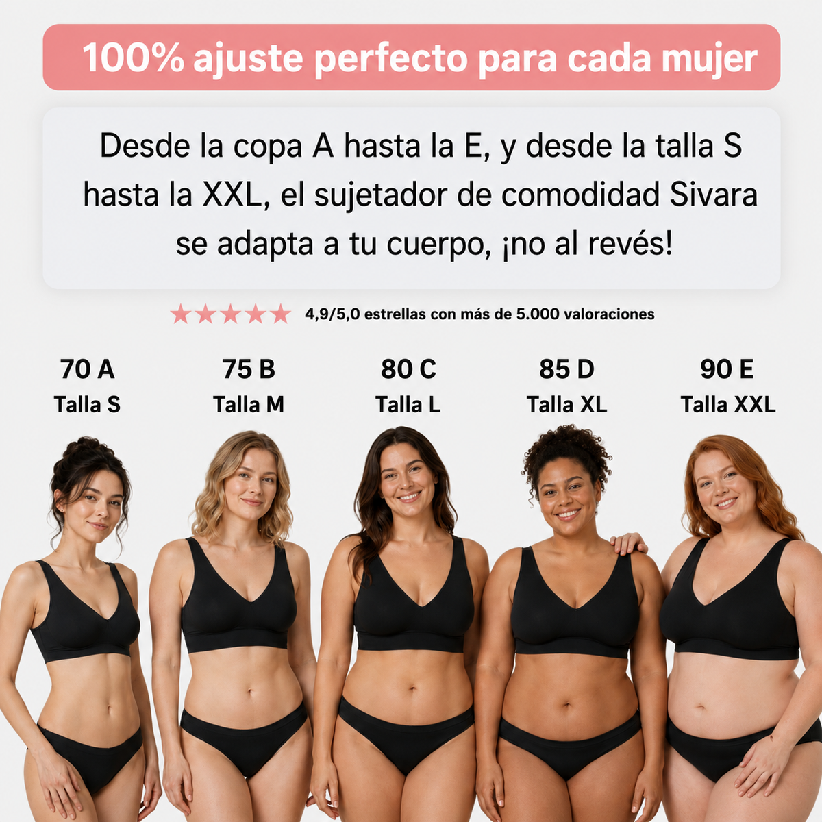 Sujetador Cómodo  Sin Costuras y Sin Aros