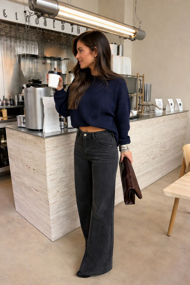 SILVIA | JEANS CASUAL NEGRO ESTRELLAS