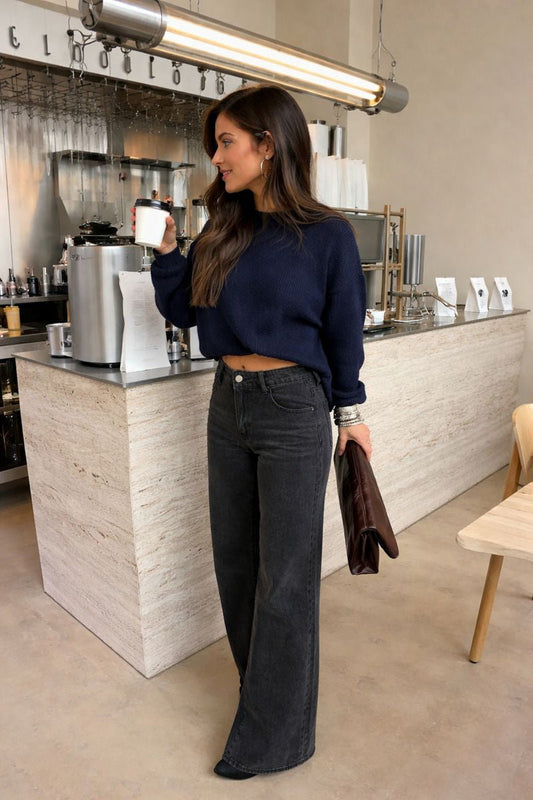 SILVIA | JEANS CASUAL NEGRO ESTRELLAS