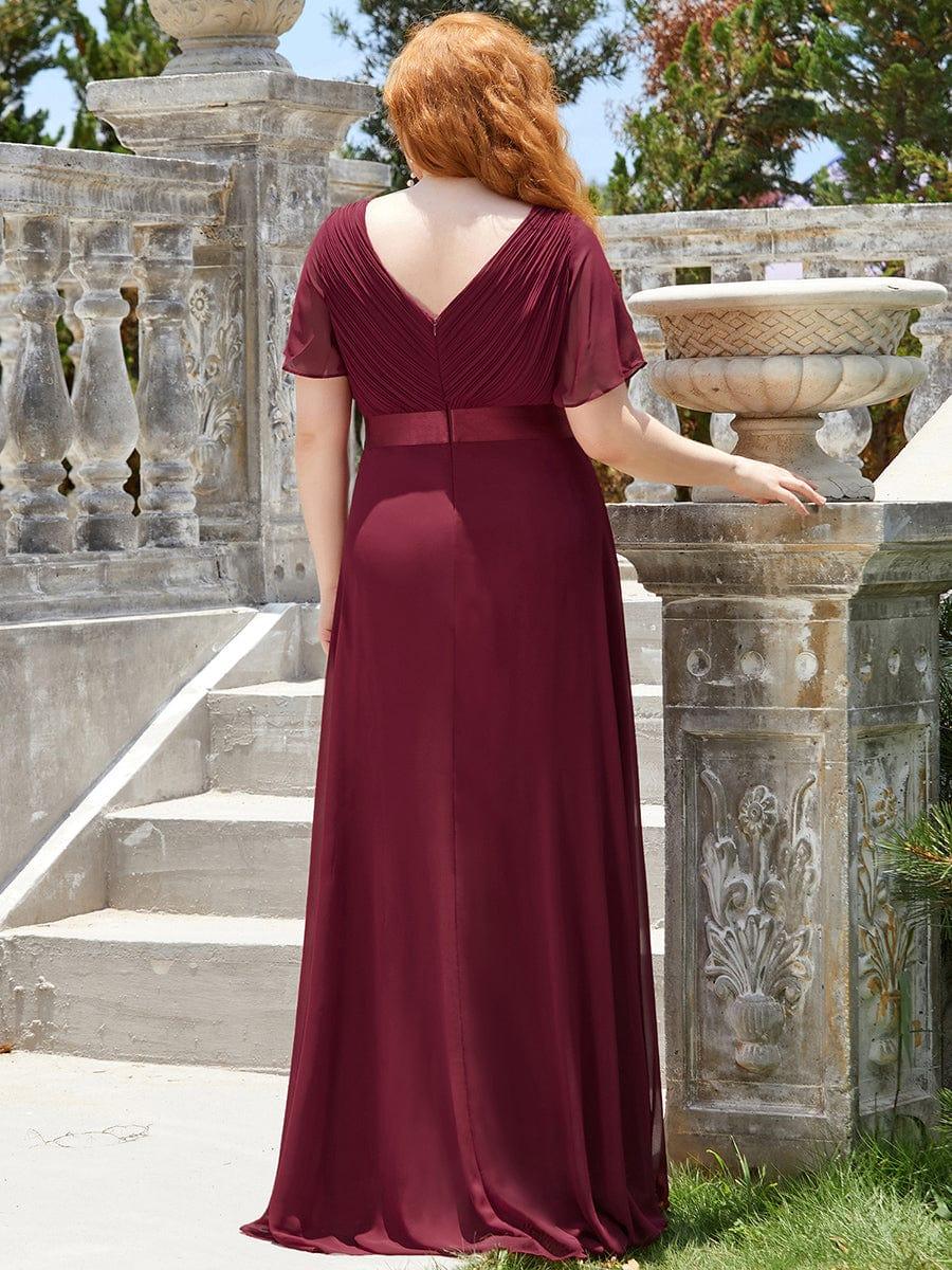 Marga | Vestido de dama de honor largo con corte imperio y mangas cortas con volantes