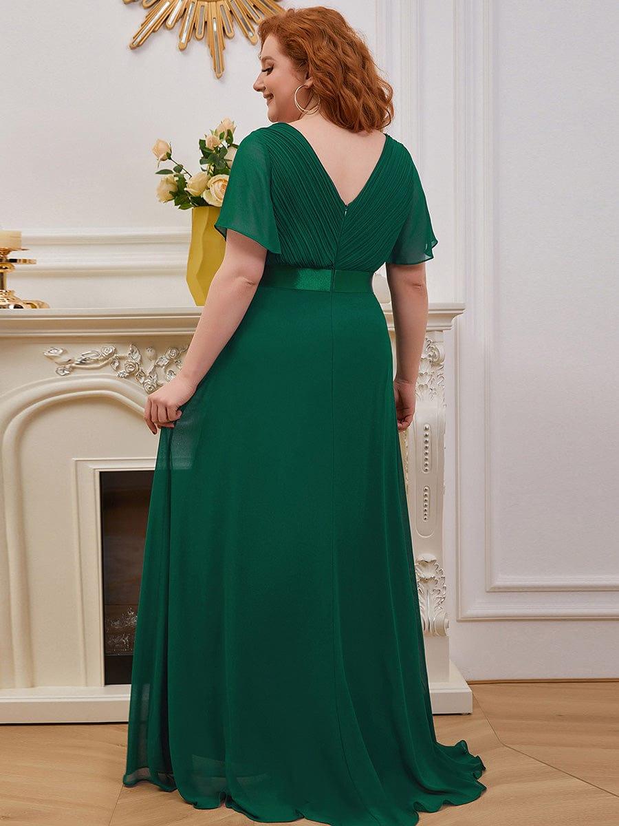 Marga | Vestido de dama de honor largo con corte imperio y mangas cortas con volantes