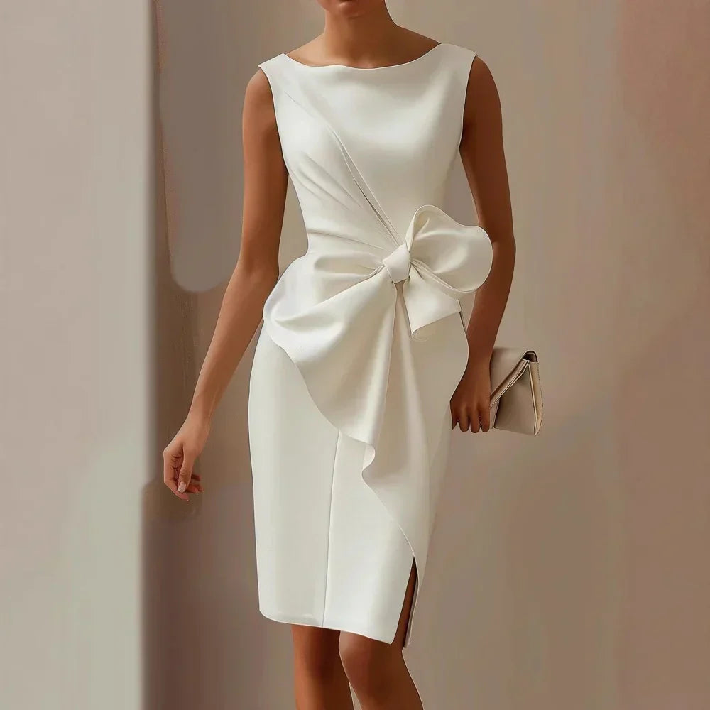 Laura | Vestido Elegante De Satén Ajustado Con Lazo
