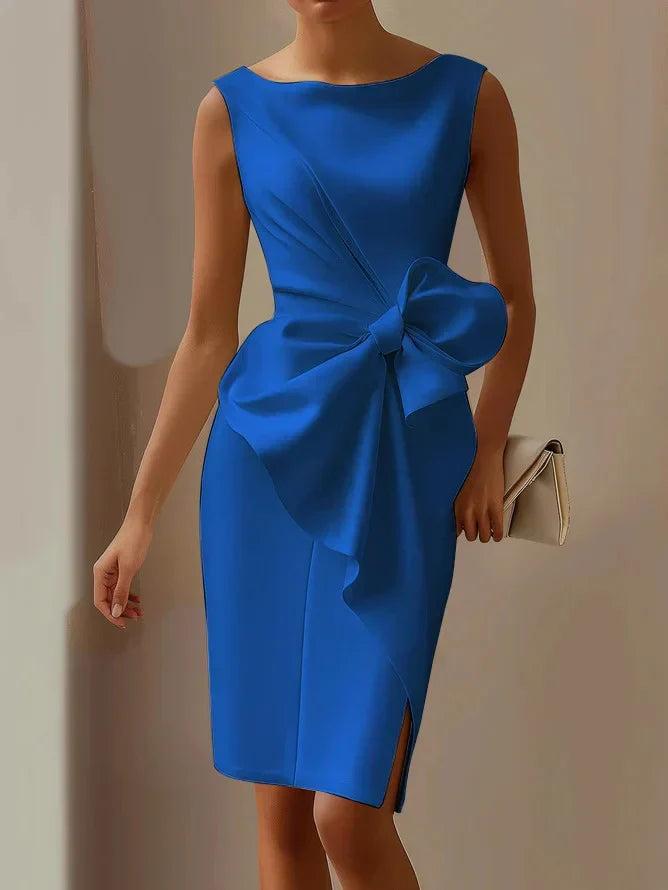 Laura | Vestido Elegante De Satén Ajustado Con Lazo