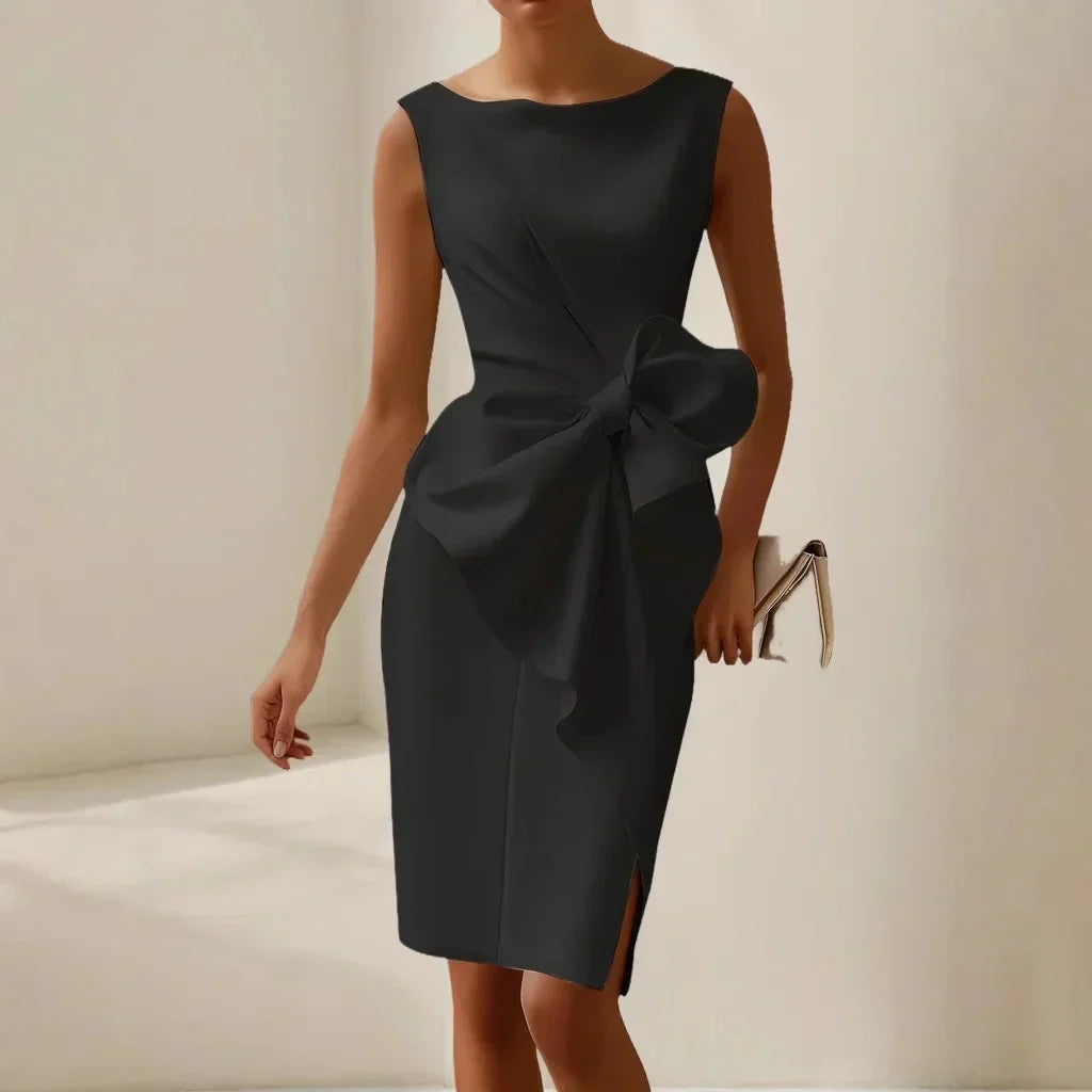 Laura | Vestido Elegante De Satén Ajustado Con Lazo