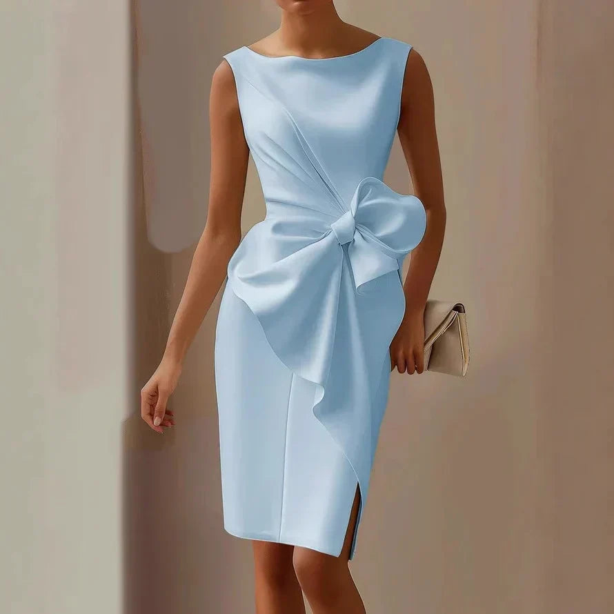 Laura | Vestido Elegante De Satén Ajustado Con Lazo