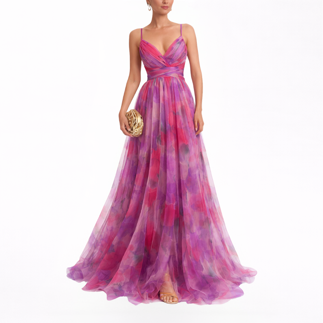 Giselle | Encantador vestido maxi con estampado floral