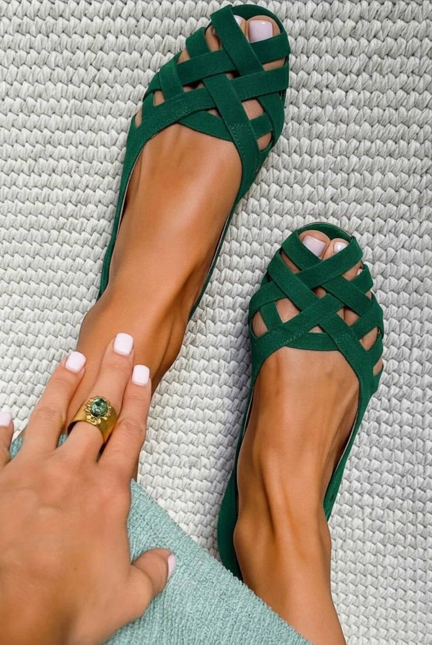 Sandalias trenzadas casual bajas azul oscuro con punta abierta
