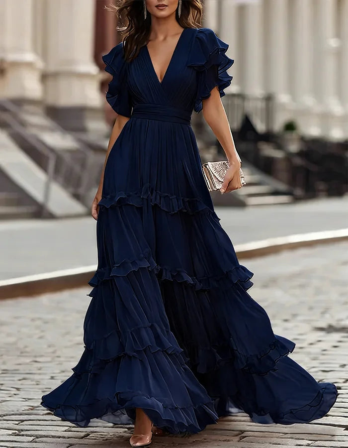 PETAL FLUTTER | VESTIDO MAXI DE GASA