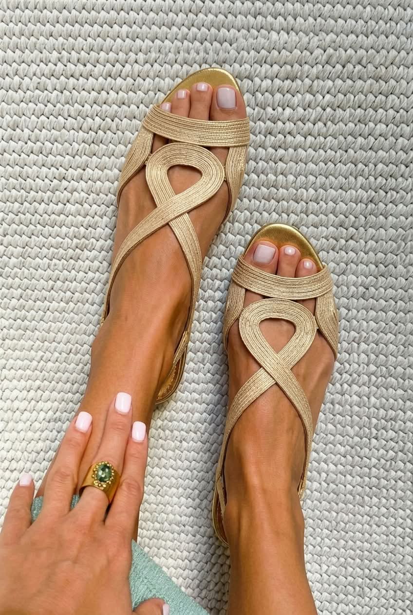 Sandalias slingback peep toe trenzadas bajas [Pre-venta]