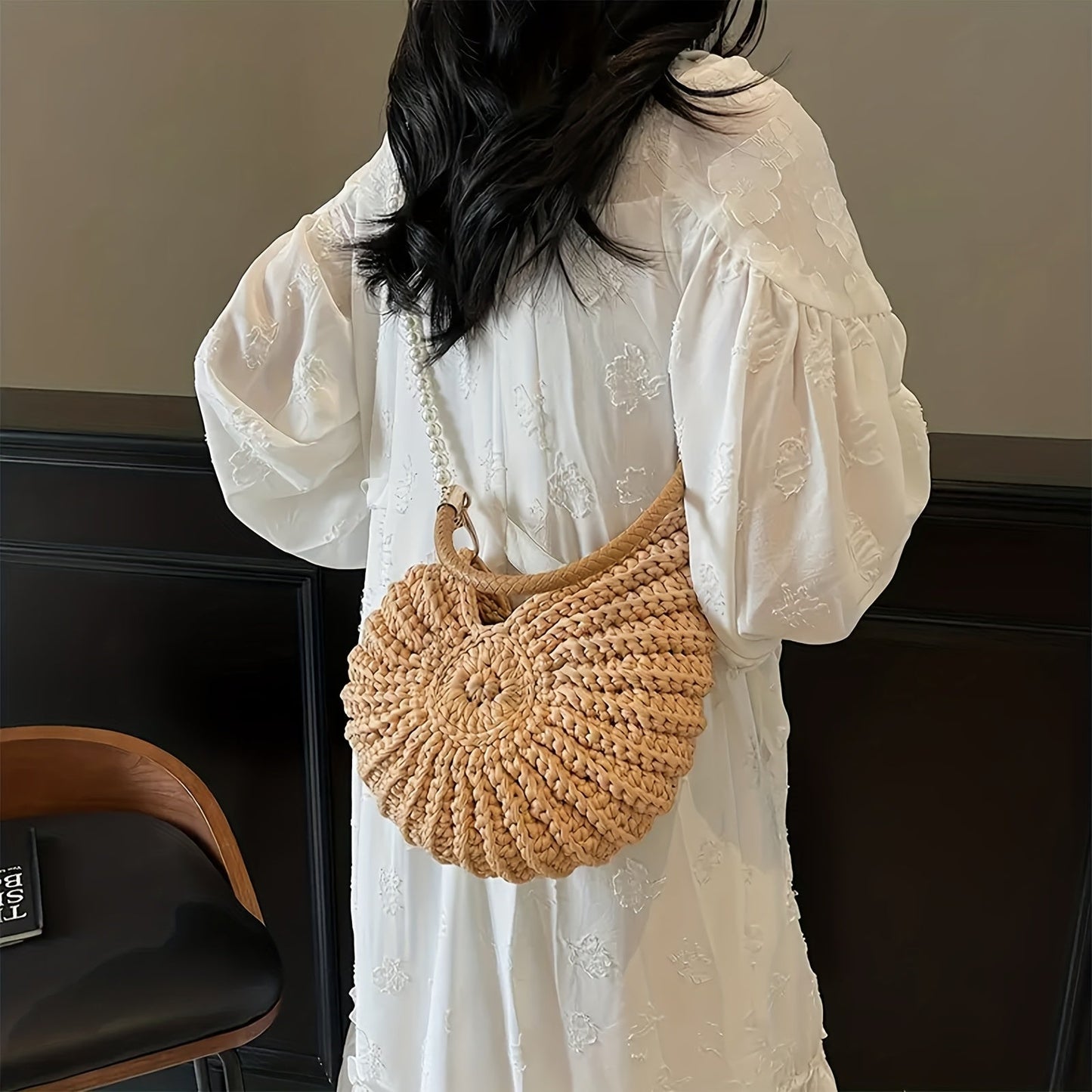 Orsola | Bolso Tote Trenzado con Correa de Cadena - Negro
