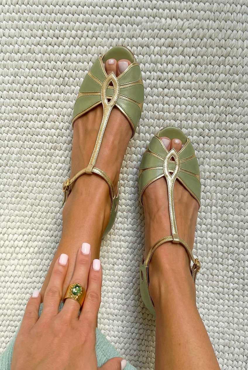 Tacones de bloque cut-out peep toe con tira en T