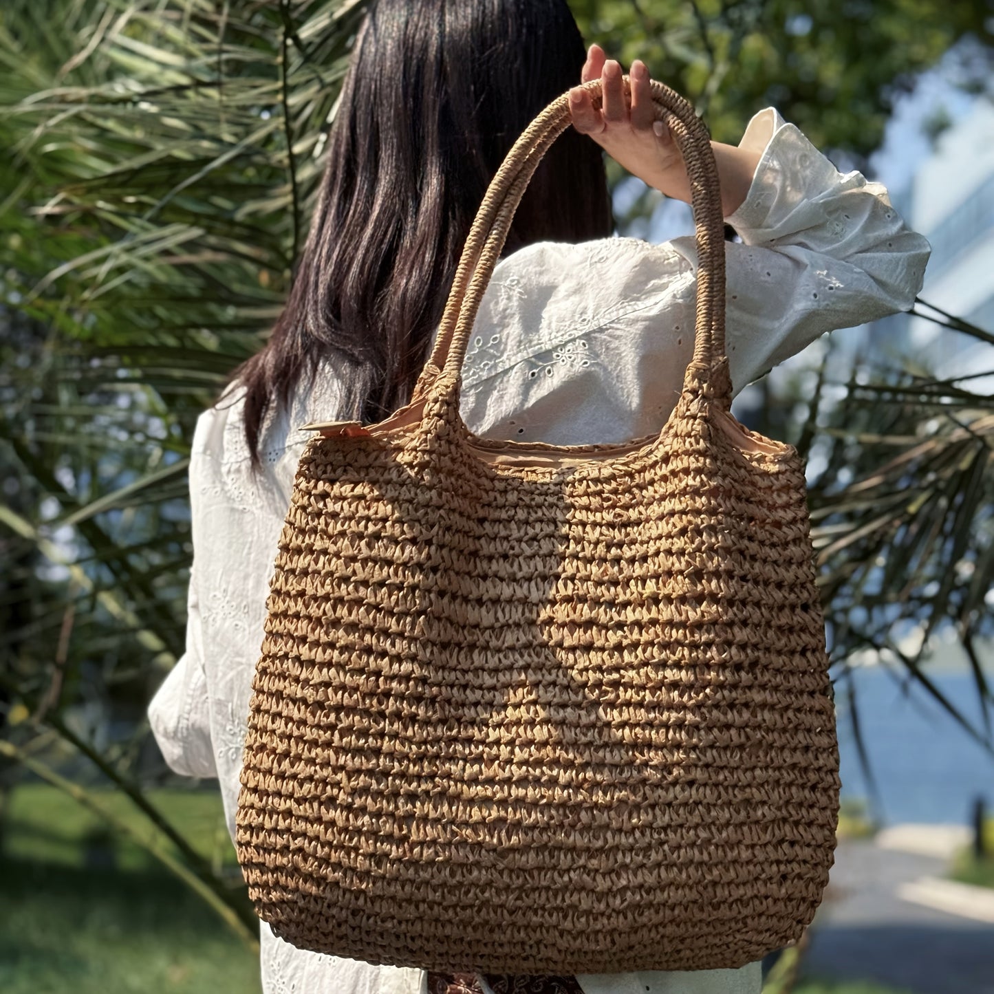 Matilde | Bolso Bandolera de Paja Trenzada - Verde Salvia