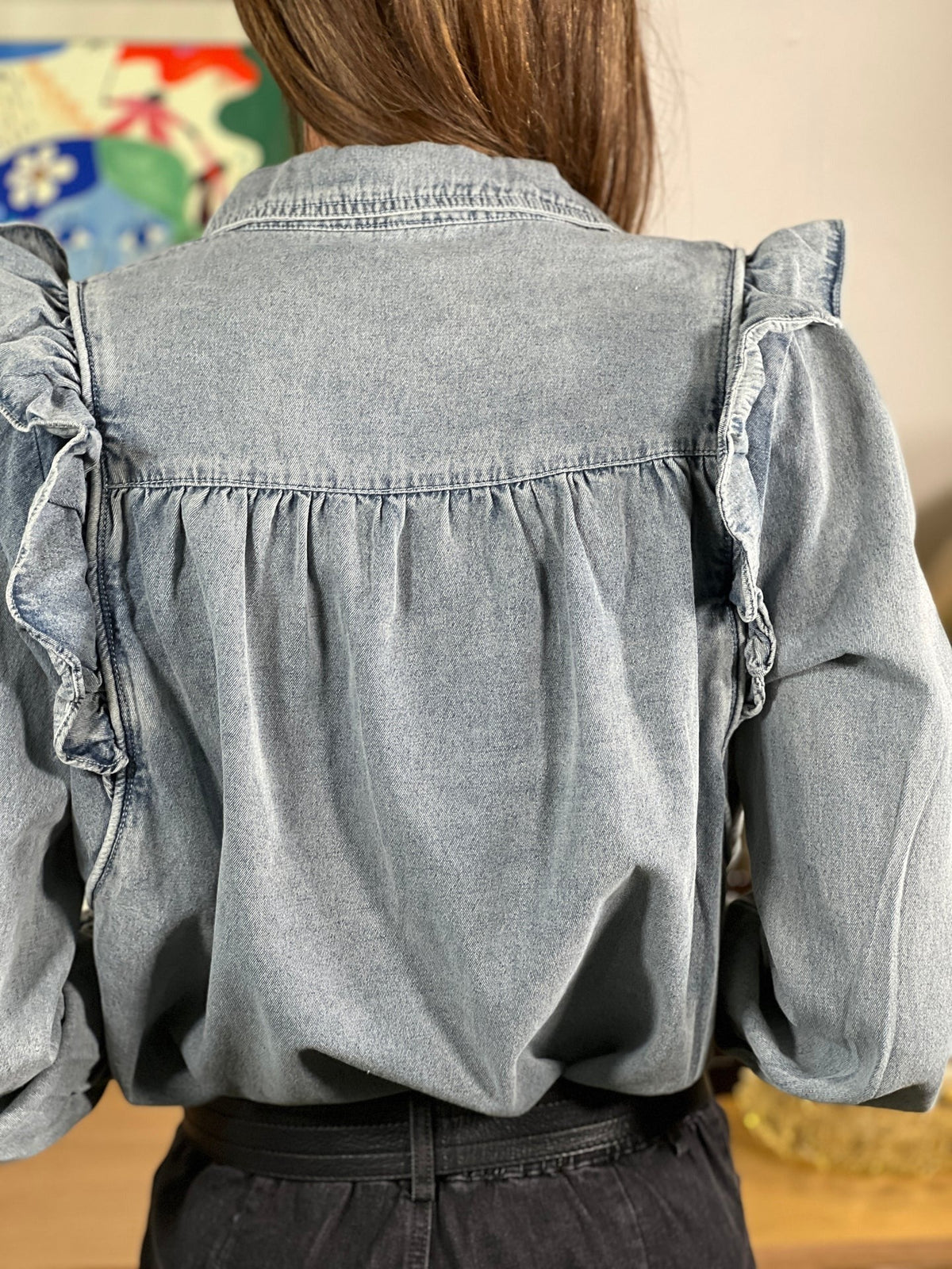 CAMISA DENIM VOLANT CHIC
