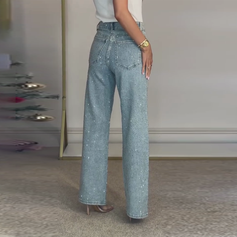 AFRICA | VAQUEROS DE PIERNA RECTA CON STRASS